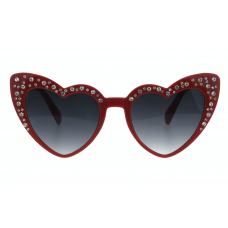 Sunglasses Heart - Diamante Red with black lens